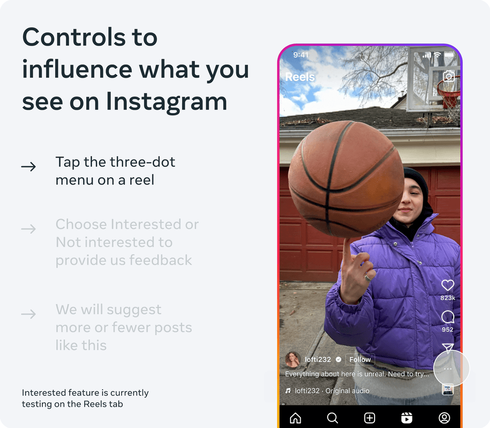 Instagram Features for manipulating the AI